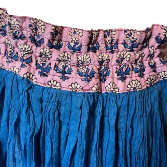 Made In India Women's Cotton Boho Skirt Gorgeous Detail Blue Size M/L - Picture 5 of 11